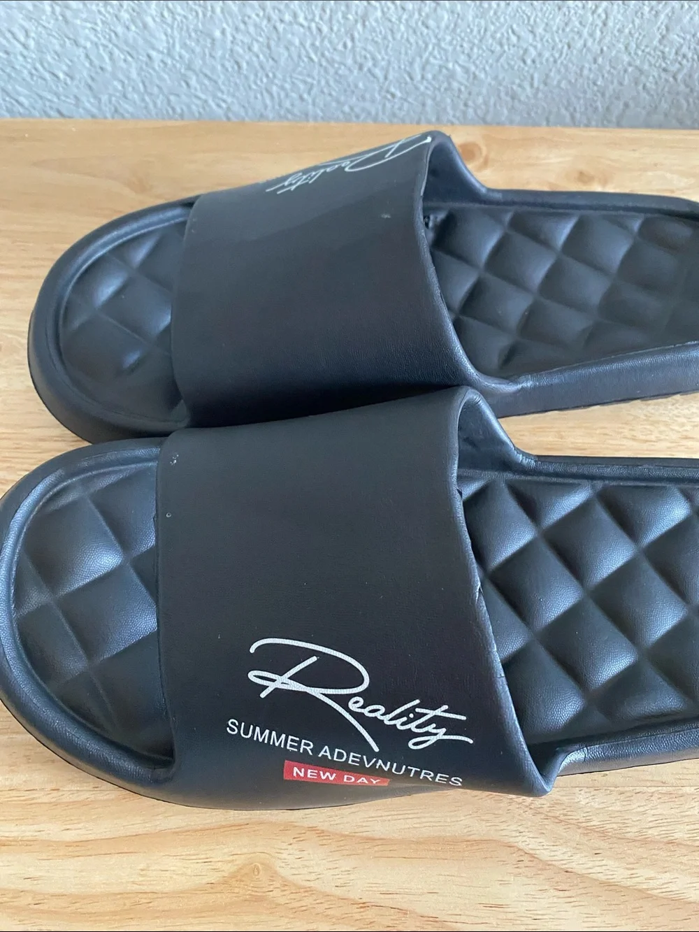 “Summer Adventures New Day Reality” Unisex Sandals (NWOT)